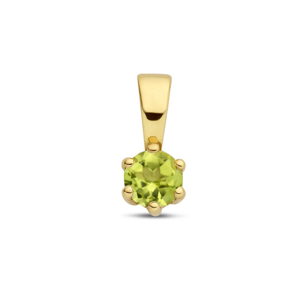 Met geboortesteen hanger AUGUSTUS: Peridot - 14 karaat geelgouden peridot hanger - Hutjens - 14k Geelgoud