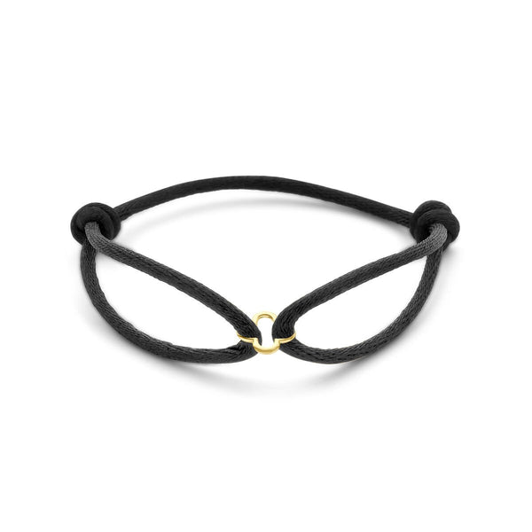 14 karaat armband satijn bloem - Black - Hutjens - 14k Geelgoud