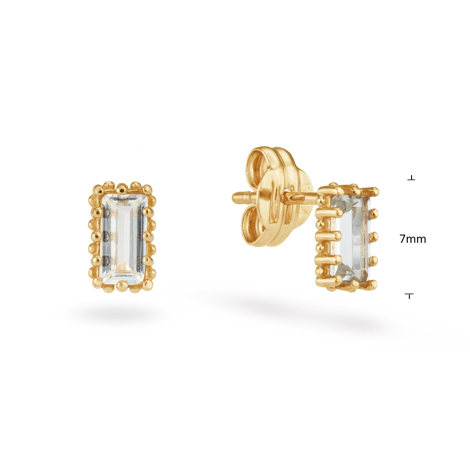 Lodge White Topaz Studs - Jackie - 14k Geelgoud
