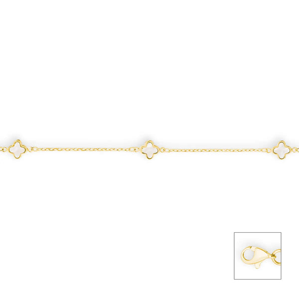 Klaverarmband parelmoer - Hutjens - 14k Geelgoud