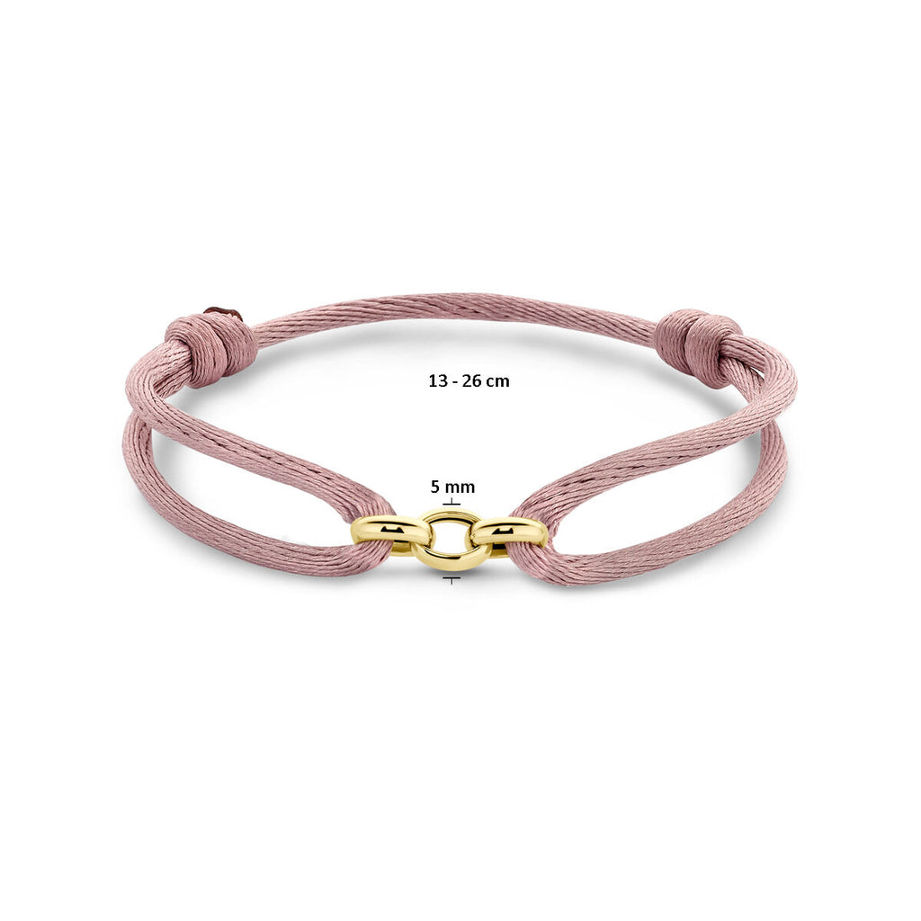 Armband satijn roze - Hutjens - 14k Geelgoud