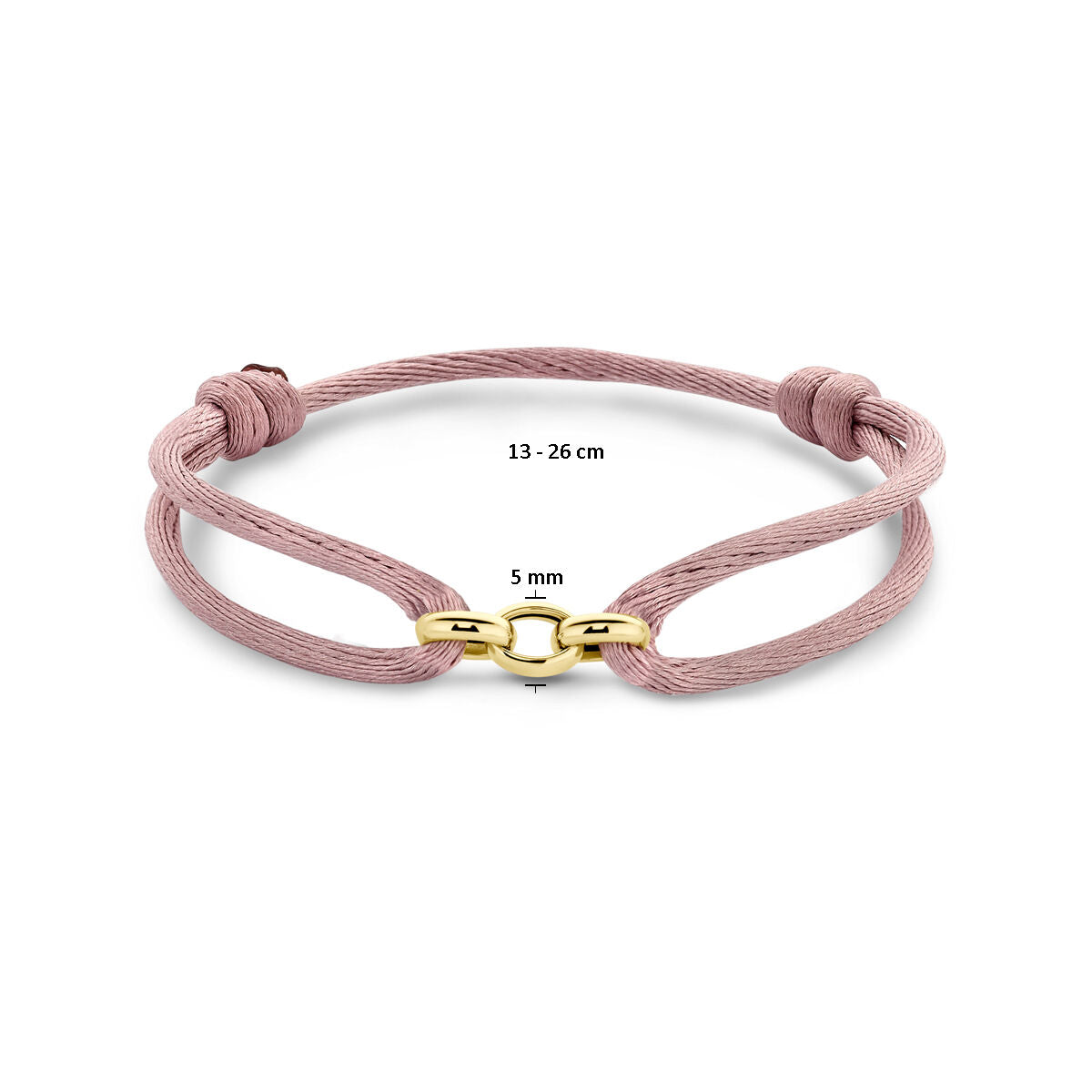 Armband satijn roze - Hutjens - 14k Geelgoud