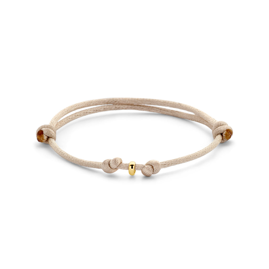 Satijn Armband Mini Beige 14k geelgoud