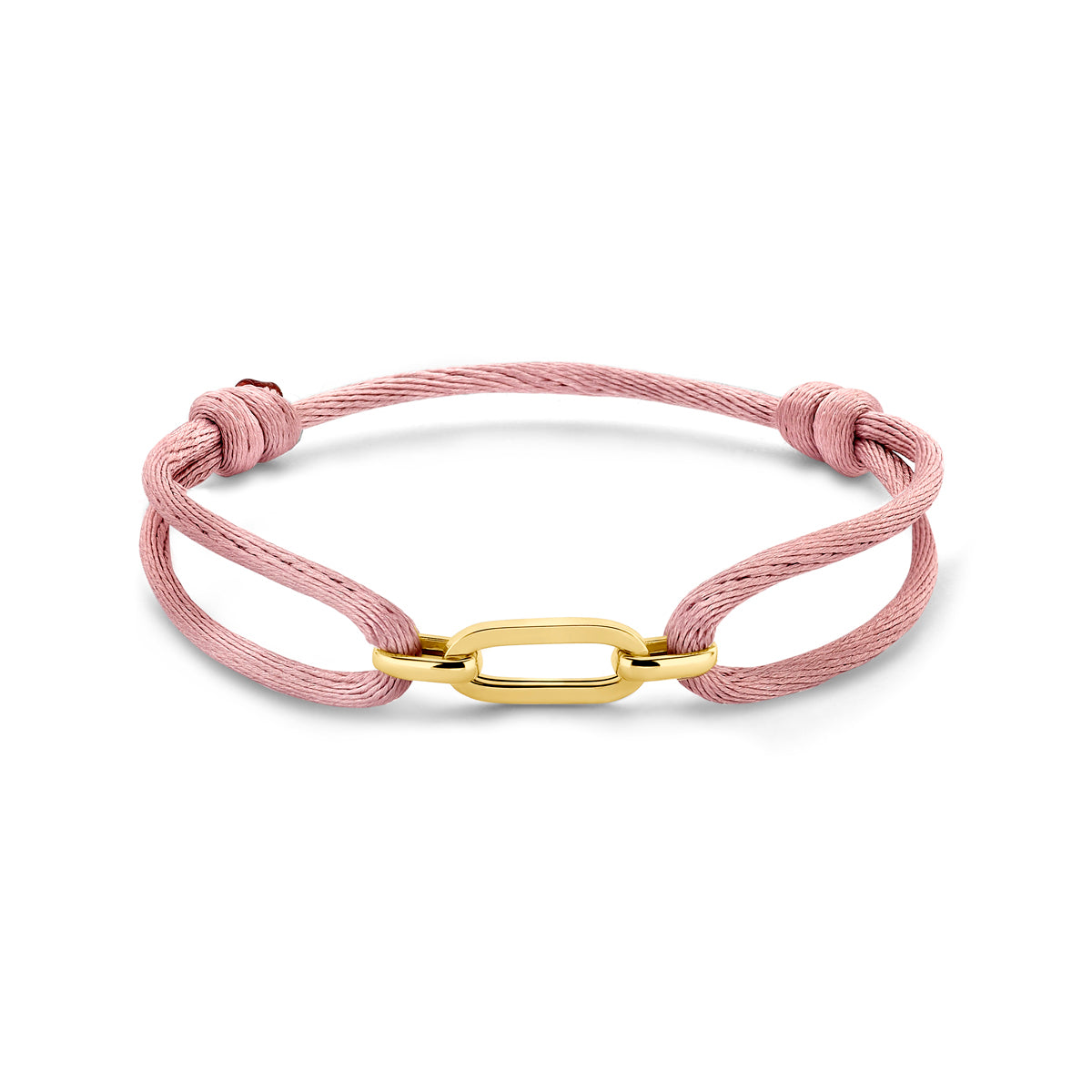 Satijn Armband Schakel Roze 14k geelgoud