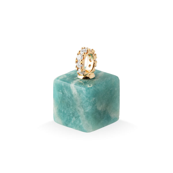 Titanium dames ketting met gouden hanger - Diamant & Turkoois - Iris Cube - Ponte Vecchio - Titanium