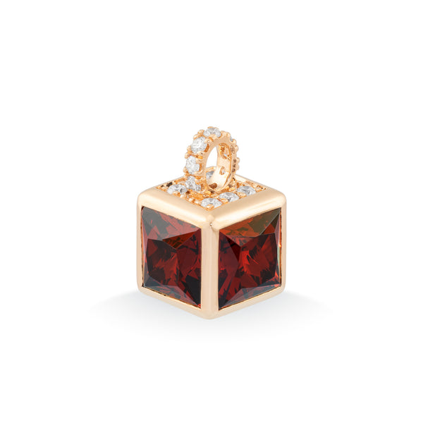 Diamant & Granaat - Iris Cube - Ponte Vecchio - 18k Roségoud
