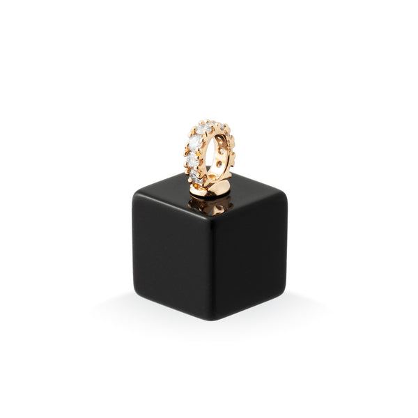 Titanium dames ketting met gouden hanger - Diamant & Onyx - Iris Cube - Ponte Vecchio - Titanium