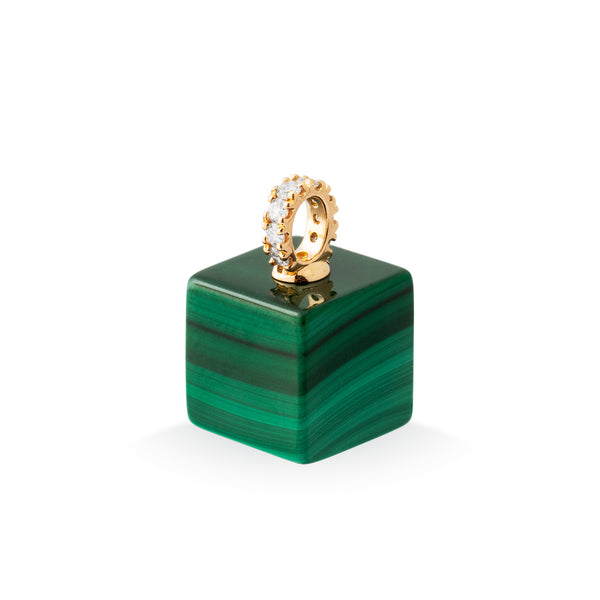 Titanium dames ketting met gouden hanger - Diamant & Malachiet - Iris Cube - Ponte Vecchio - Titanium
