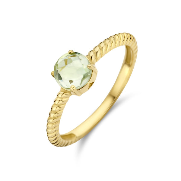 Met groene Amethist - Hutjens - 14k Geelgoud
