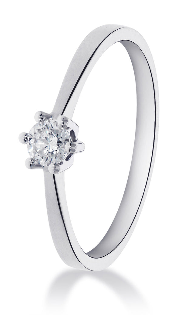 Met 1 diamant 0.10 crt. - Solitair - Witgoud - Hutjens Solitair - 14k Witgoud