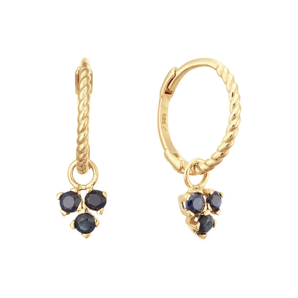 Triangle Sapphire Hoops - Jackie - 14k Geelgoud