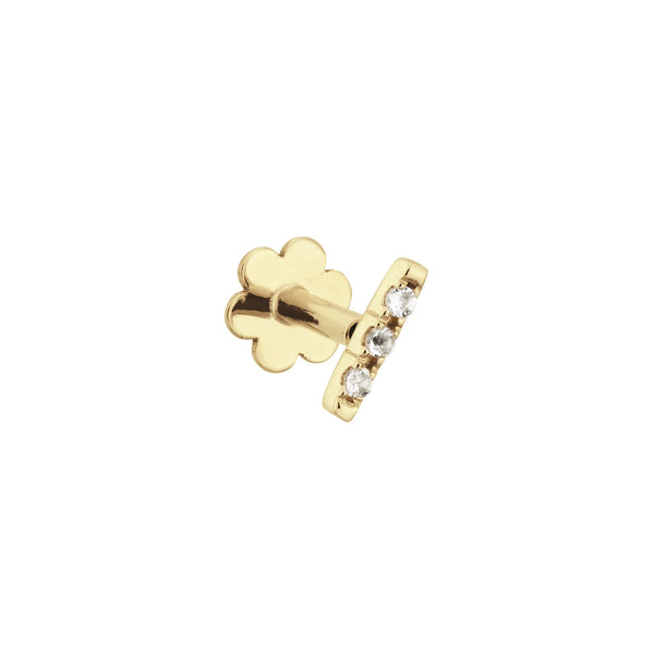 Piercing - Bar White Topaz Piercing - Jackie - 14k Geelgoud