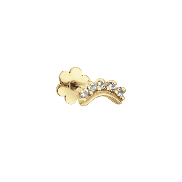 Piercing - Curve White Topaz Piercing - Jackie - 14k Geelgoud