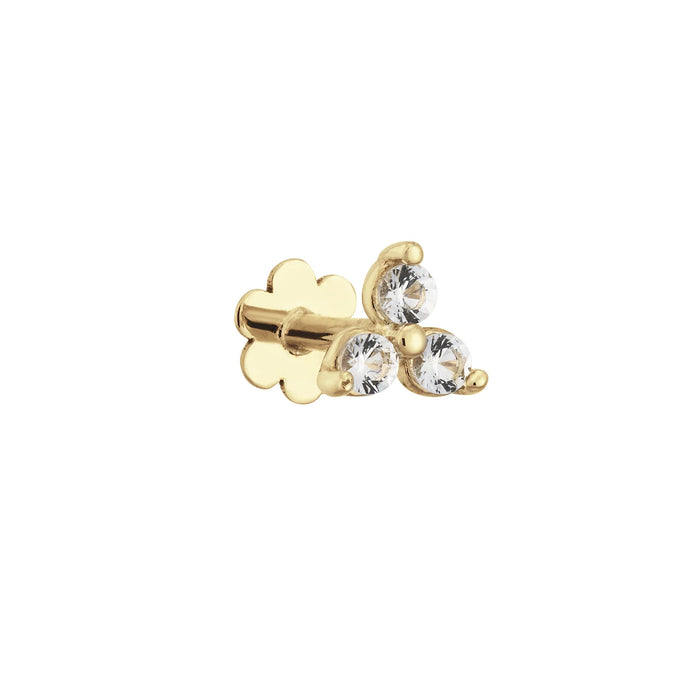 Piercing - Triangle White Topaz Piercing - Jackie - 14k Geelgoud