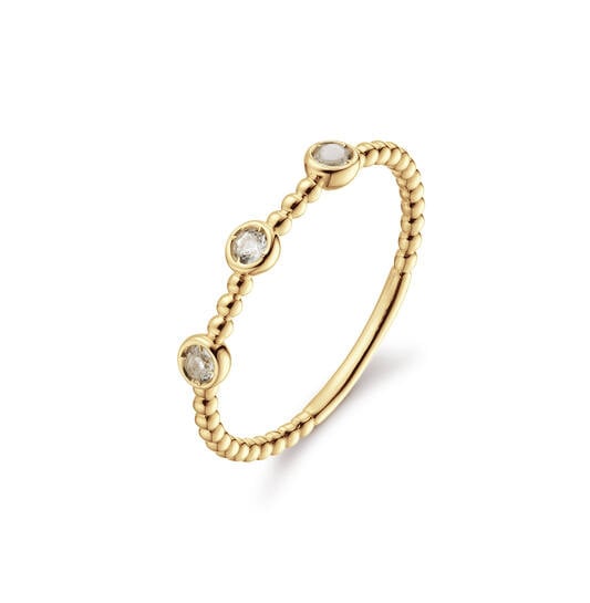 Triple White Topaz Ring - Jackie - 14k Geelgoud