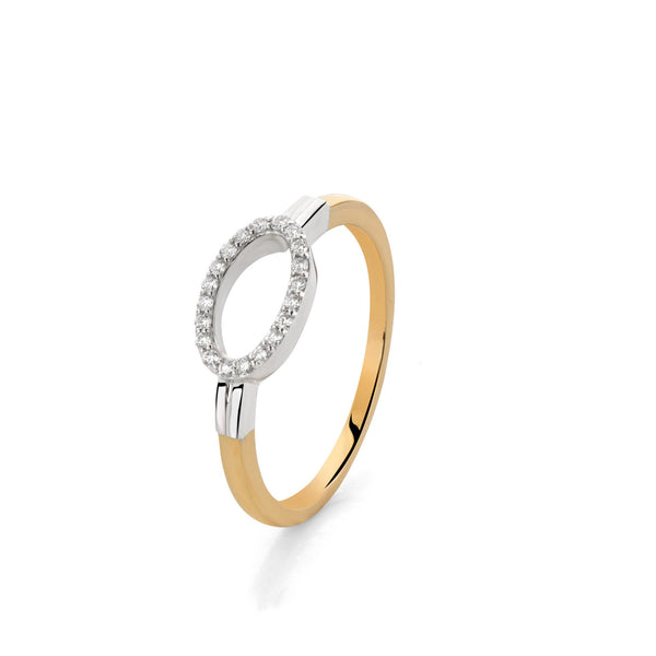 Ovale ring met diamant - 0,11 ct - Hutjens Diamond - 14k Geelgoud