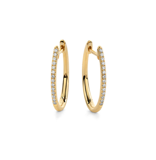Oorringen met diamant - 0,14 crt. - Hutjens Diamond - 14k Geelgoud