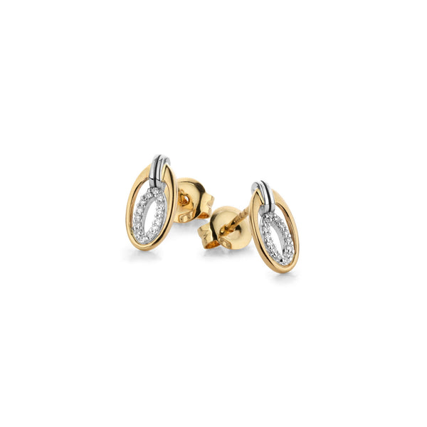Ovale oorstekers met diamant - 0,05ct. - Hutjens Diamond - 14k Geelgoud