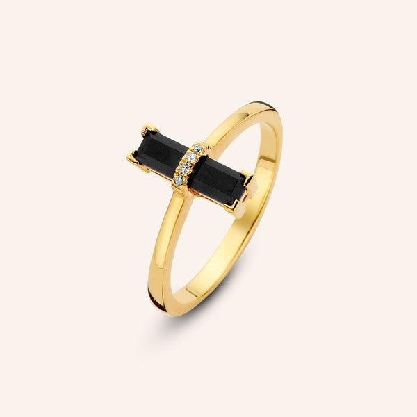 Zilveren ring goudkleurig verguld - Dark Secret Ring - Diamanti Per Tutti - Sterling Zilver 925