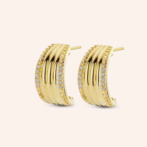 Zilveren oorstekers goudkleurig verguld - Vesper Earrings - Diamanti Per Tutti - Sterling Zilver 925