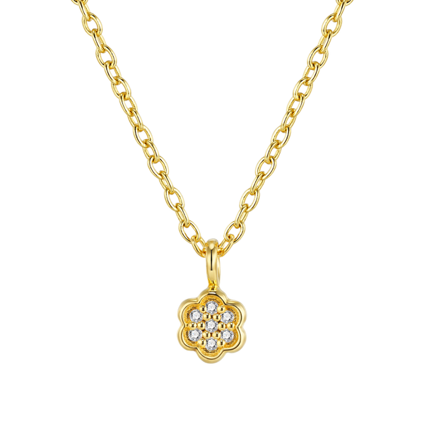 Zilveren ketting goudkleurig verguld - First Flower Necklace - Diamanti Per Tutti - Sterling Zilver 925