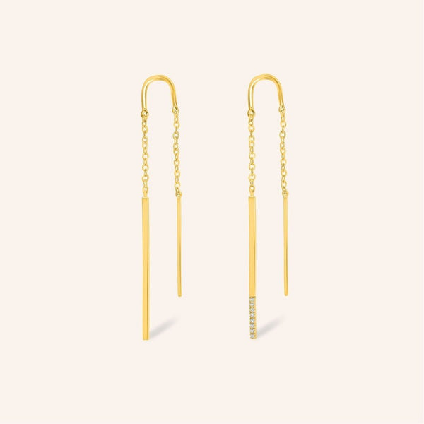 Zilveren oorstekers goudkleurig verguld - Double Linea - Diamanti Per Tutti - Sterling Zilver 925