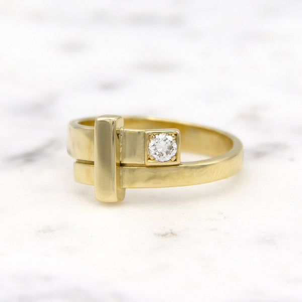 Geelgouden ring dames met diamant - Mondria - Hutjens Mondria - 14k Geelgoud