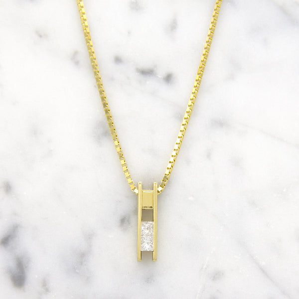 Geelgouden hanger met diamanten - Princess - Hutjens Princess - 14k Geelgoud