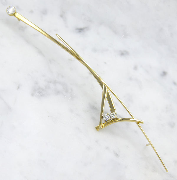 Geelgouden broche met diamanten - Trio - Hutjens Trio - 14k Geelgoud