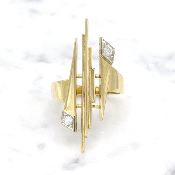 Geelgouden ring met diamant - Pastille Fragile - Hutjens - 14k Geelgoud